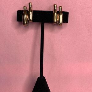 Unusual Double Bowling pins in Copper with Antique Silver plate, Vintage